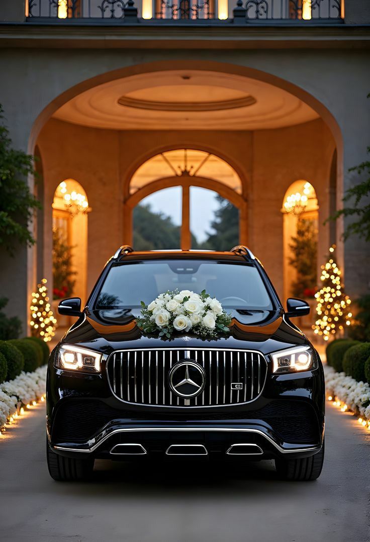 Beautiful wedding car flower decoration